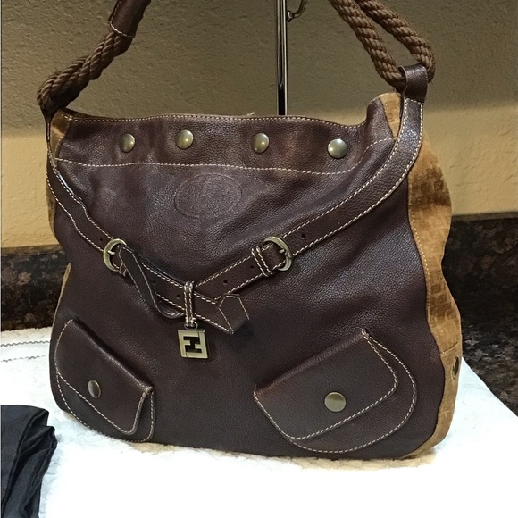 Fendi Handbags - Fendi Leather Suede Hobo Bag Large